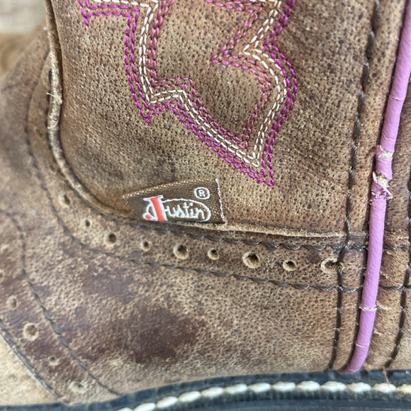 Justin Gypsy Western Boot Womens Size 6.5 B Leather Ankle Boots Round Toe Heels - Picture 7 of 13